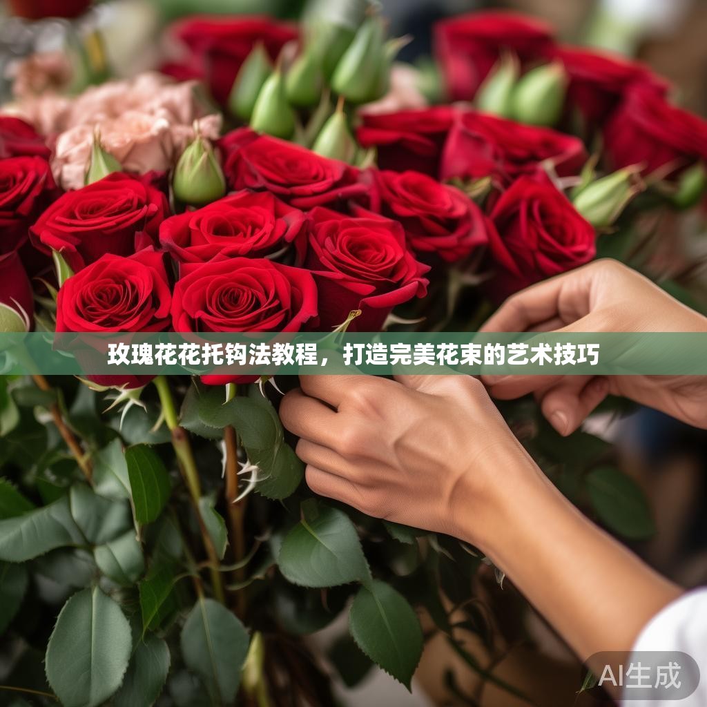 玫瑰花花托钩法教程，打造完美花束的艺术技巧