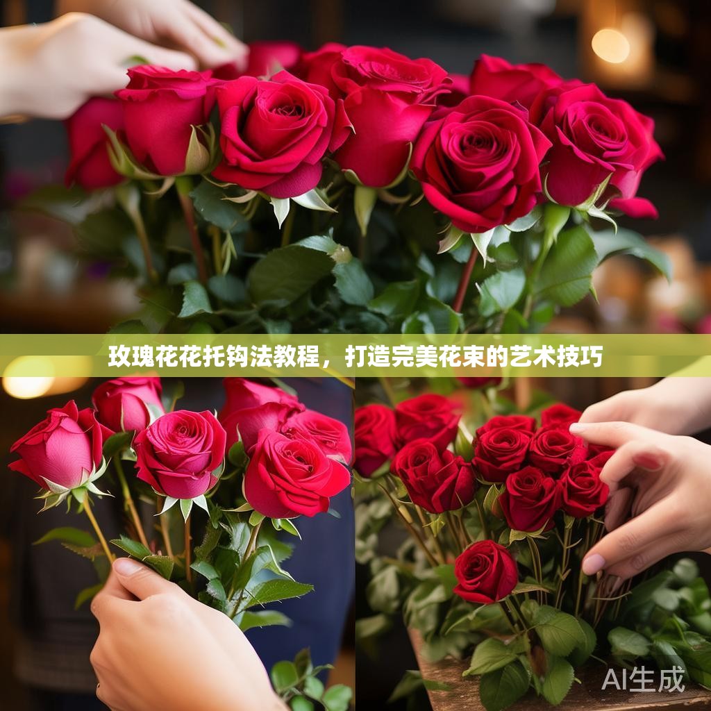 玫瑰花花托钩法教程，打造完美花束的艺术技巧