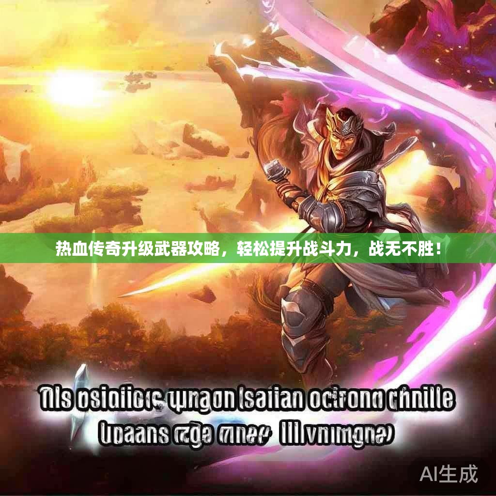 热血传奇升级武器攻略，轻松提升战斗力，战无不胜！